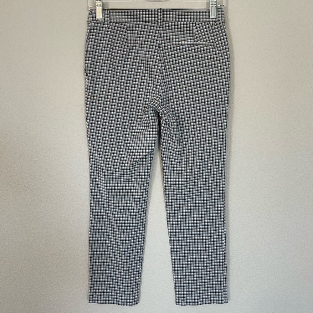 Theory Black, Blue, & White Gingham Cropped Ankle Treeca Pants - Picture 3 of 8